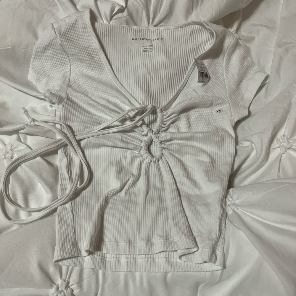 American Eagle Outfitters White Ribbed Top